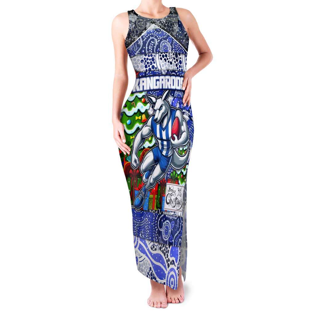 Custom Kangaroos Rugby Merry Christmas Tank Maxi Dress Indigenous Australian Art