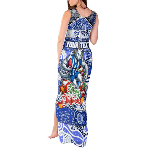 Custom Kangaroos Rugby Merry Christmas Tank Maxi Dress Indigenous Australian Art