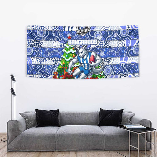 Kangaroos Football Merry Christmas Tapestry Indigenous Australian Art