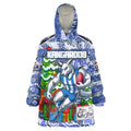 Custom Kangaroos Rugby Merry Christmas Wearable Blanket Hoodie Indigenous Australian Art