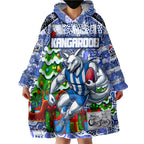 Custom Kangaroos Rugby Merry Christmas Wearable Blanket Hoodie Indigenous Australian Art