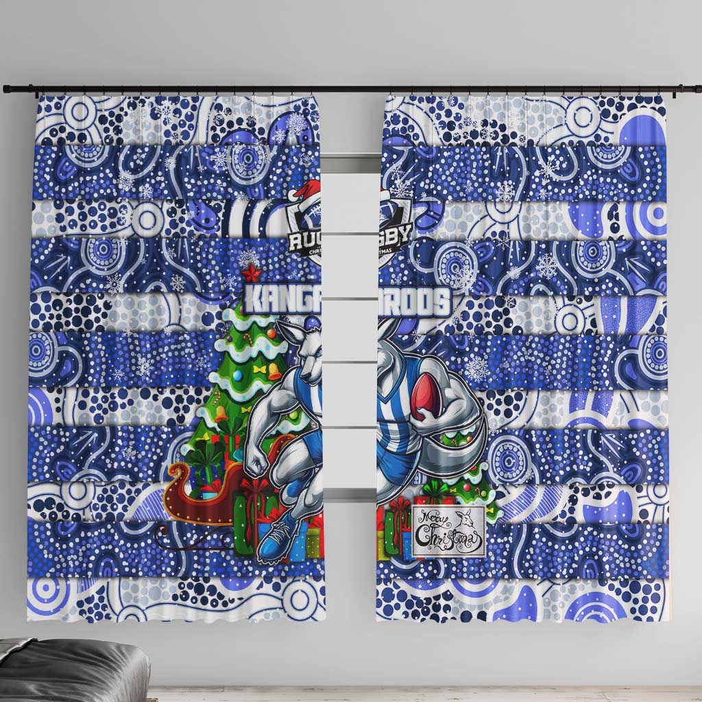 Kangaroos Football Merry Christmas Window Curtain Indigenous Australian Art