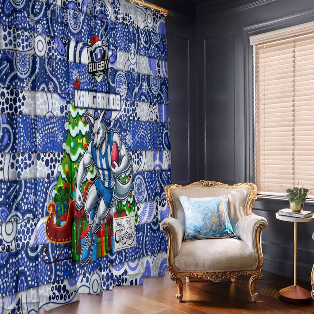 Kangaroos Football Merry Christmas Window Curtain Indigenous Australian Art