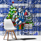 Kangaroos Football Merry Christmas Window Curtain Indigenous Australian Art