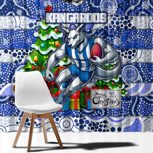 Kangaroos Football Merry Christmas Window Curtain Indigenous Australian Art