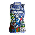 Custom Kangaroos Rugby Merry Christmas Women Sleeveless Polo Shirt Indigenous Australian Art