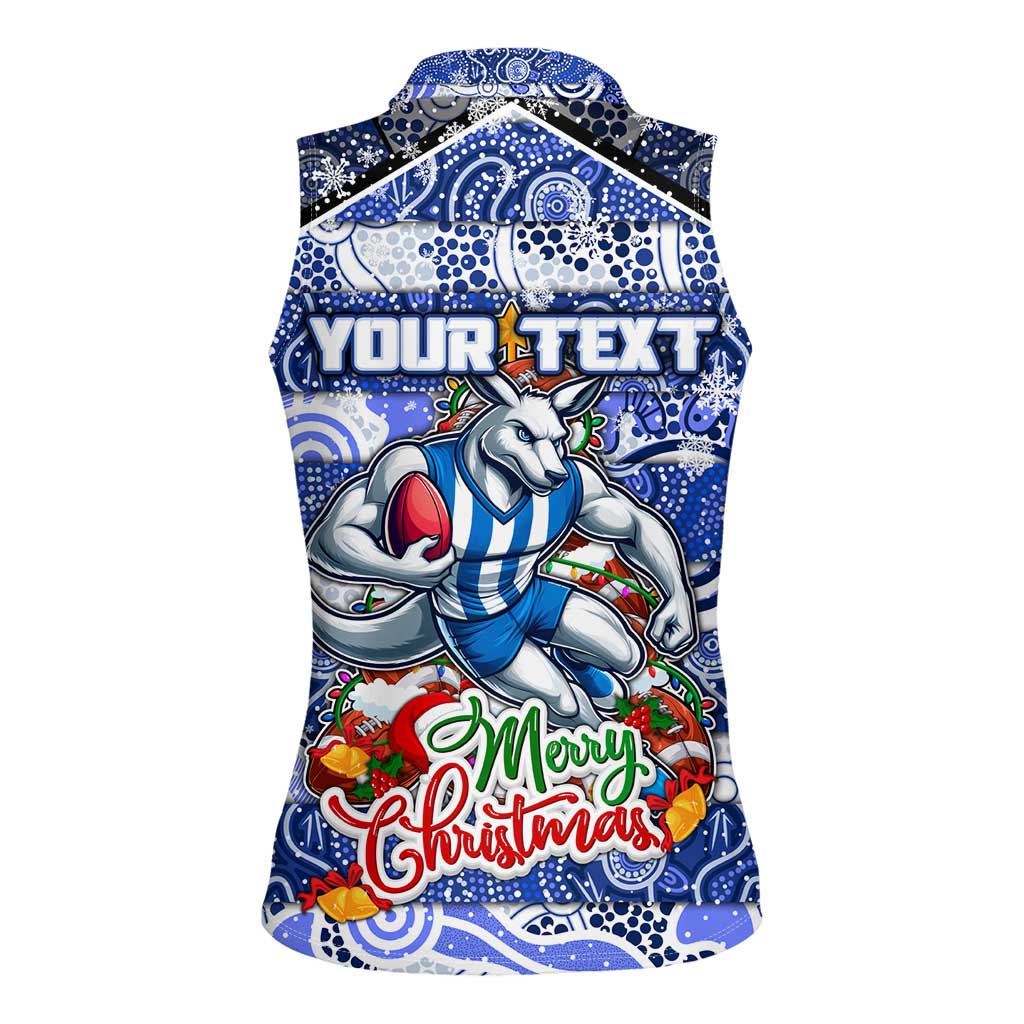 Custom Kangaroos Rugby Merry Christmas Women Sleeveless Polo Shirt Indigenous Australian Art