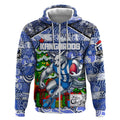Custom Kangaroos Rugby Merry Christmas Zip Hoodie Indigenous Australian Art