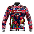 Custom Demons Rugby Merry Christmas Baseball Jacket Indigenous Australian Art