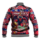 Custom Demons Rugby Merry Christmas Baseball Jacket Indigenous Australian Art