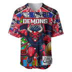 Custom Demons Rugby Merry Christmas Baseball Jersey Indigenous Australian Art
