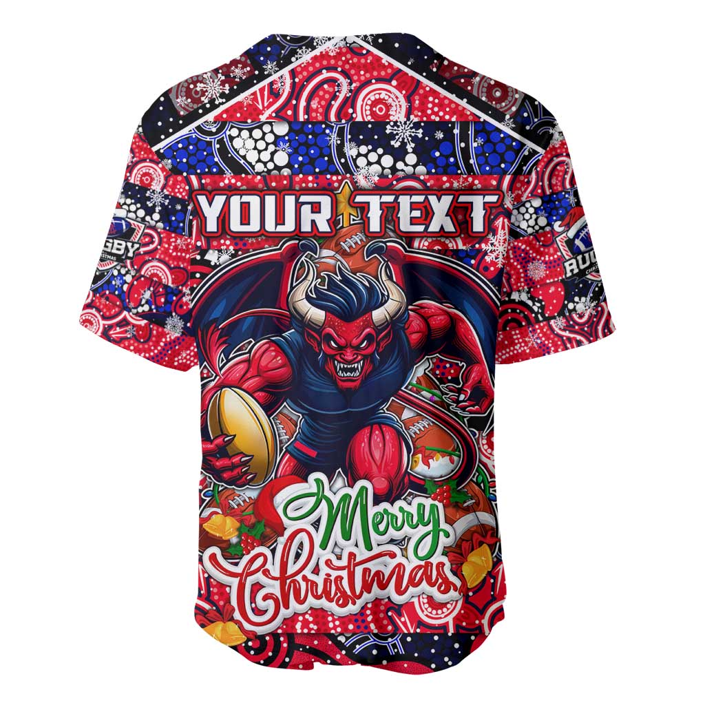 Custom Demons Rugby Merry Christmas Baseball Jersey Indigenous Australian Art