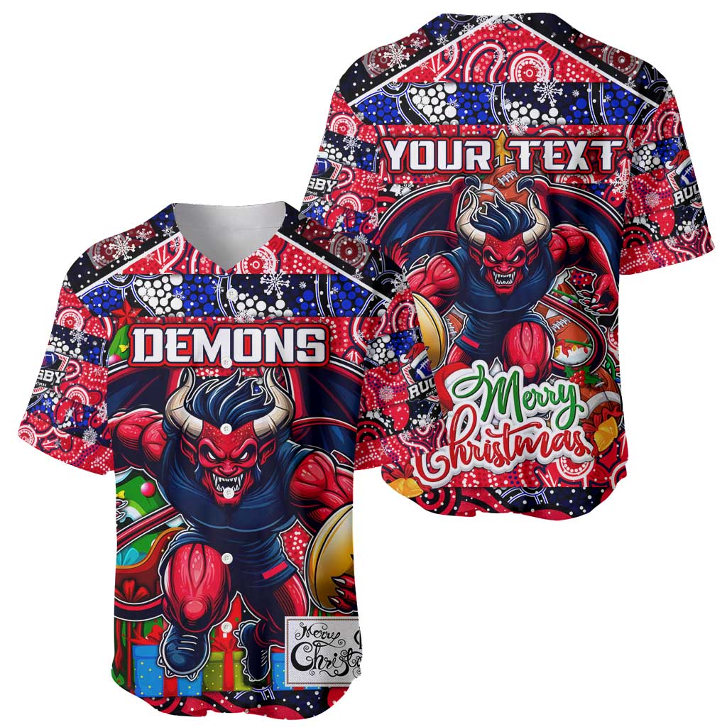 Custom Demons Rugby Merry Christmas Baseball Jersey Indigenous Australian Art