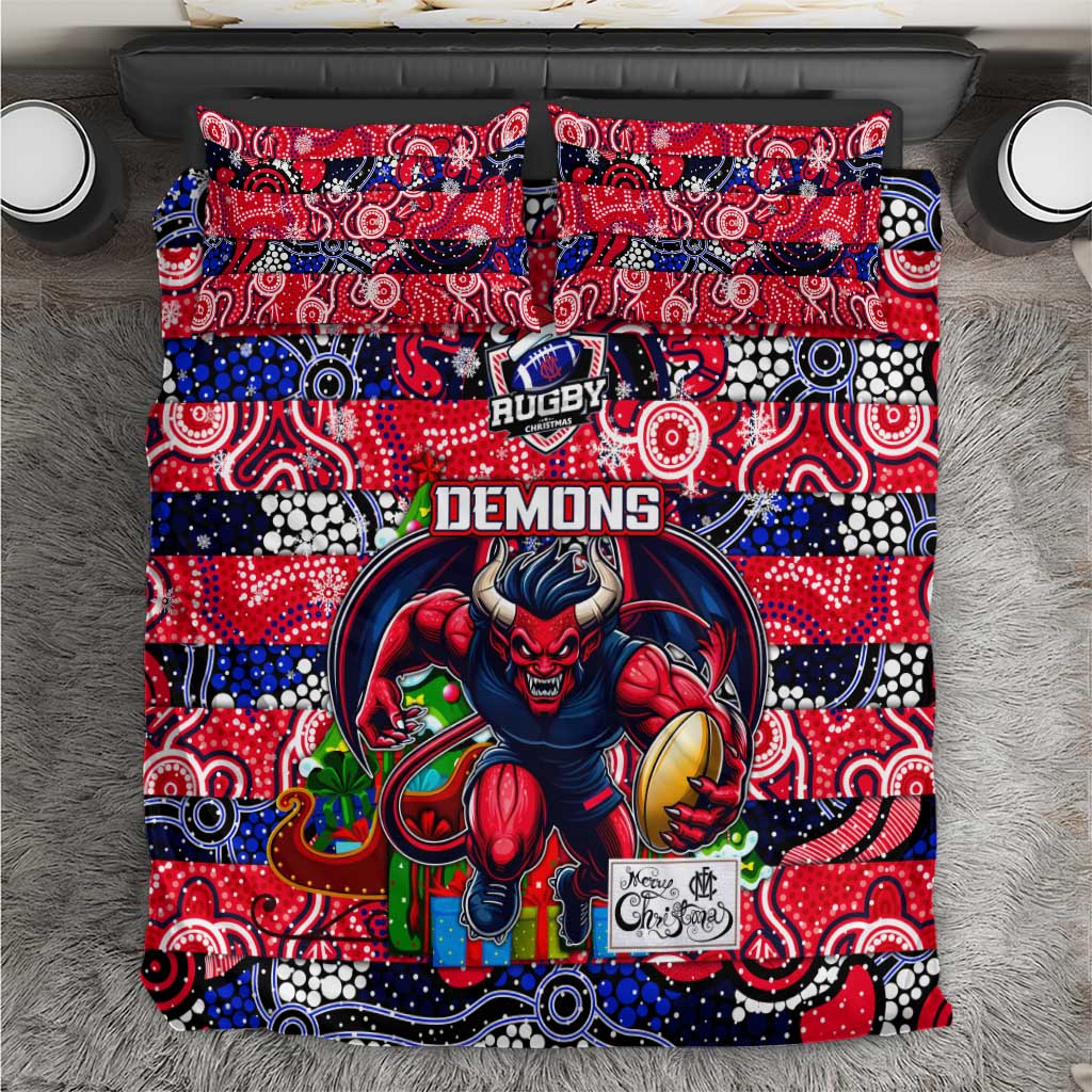 Demons Football Merry Christmas Bedding Set Indigenous Australian Art