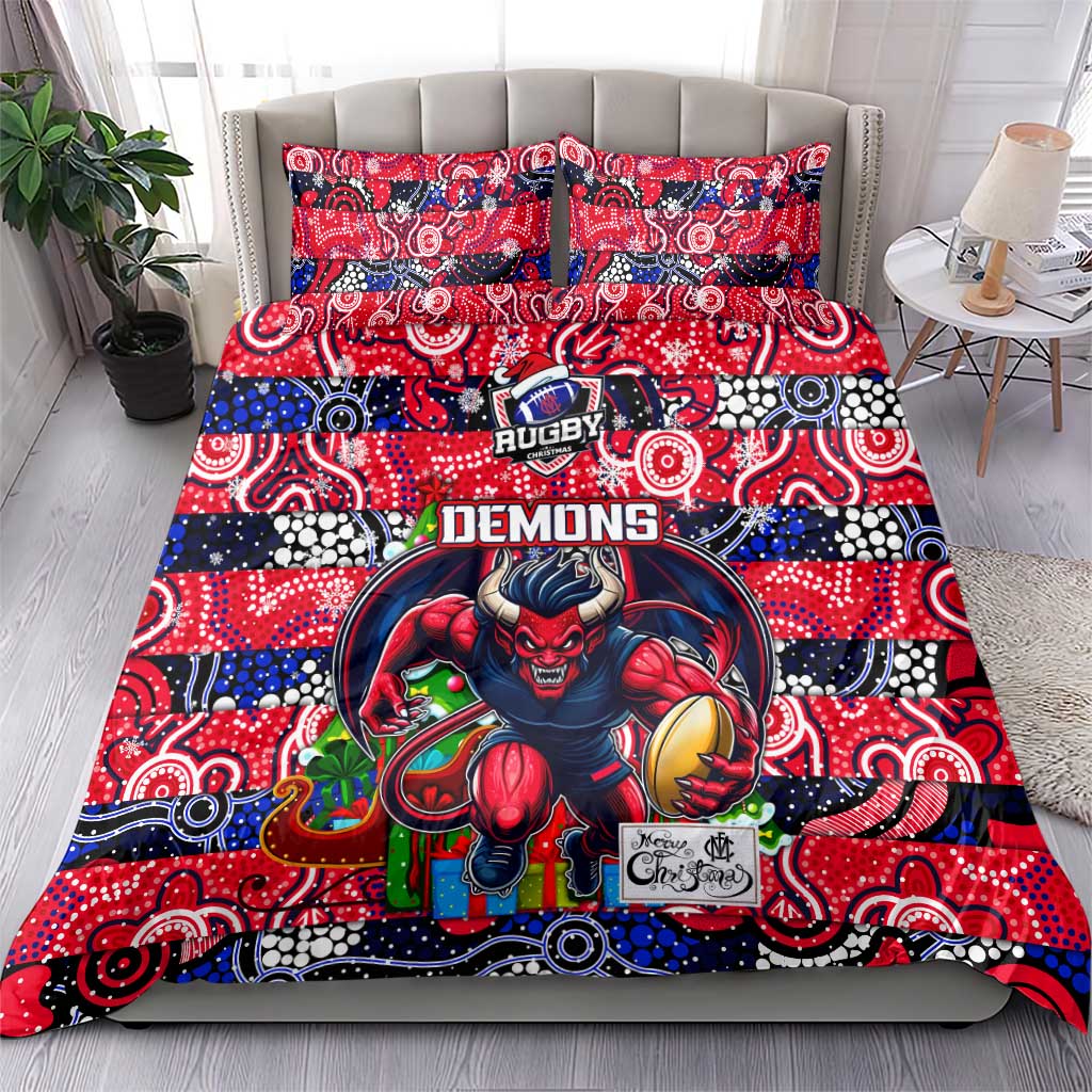Demons Football Merry Christmas Bedding Set Indigenous Australian Art