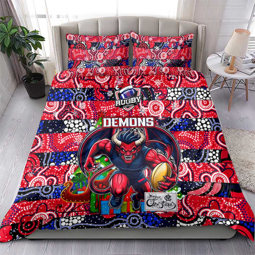 Demons Football Merry Christmas Bedding Set Indigenous Australian Art