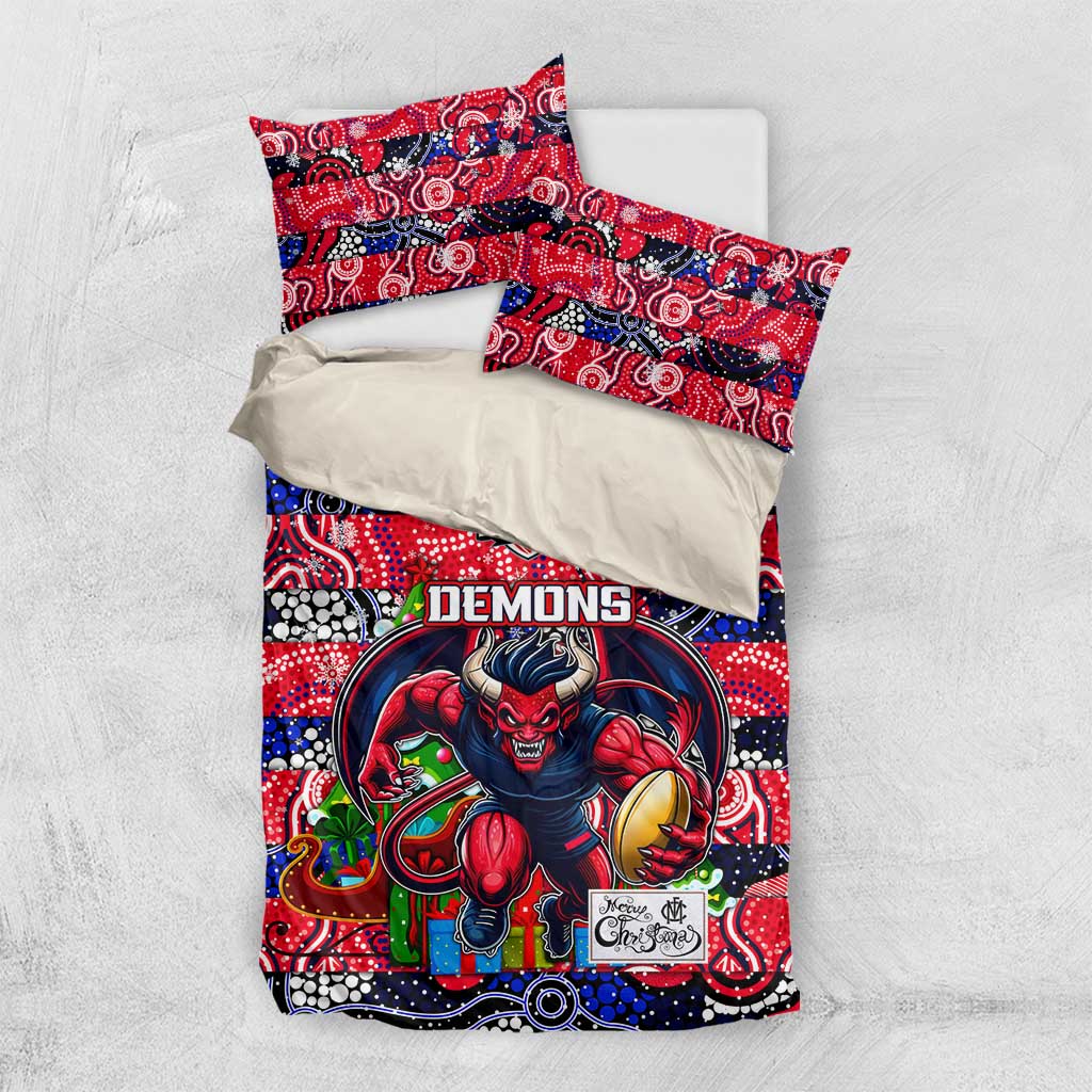 Demons Football Merry Christmas Bedding Set Indigenous Australian Art