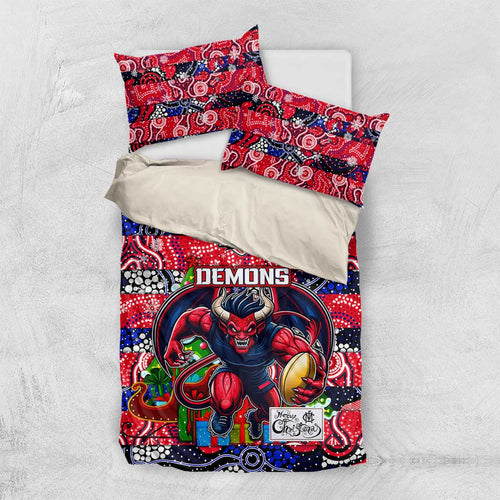 Demons Football Merry Christmas Bedding Set Indigenous Australian Art