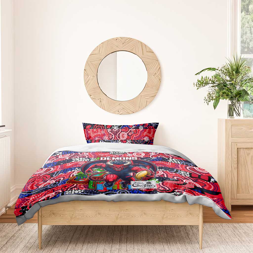 Demons Football Merry Christmas Bedding Set Indigenous Australian Art