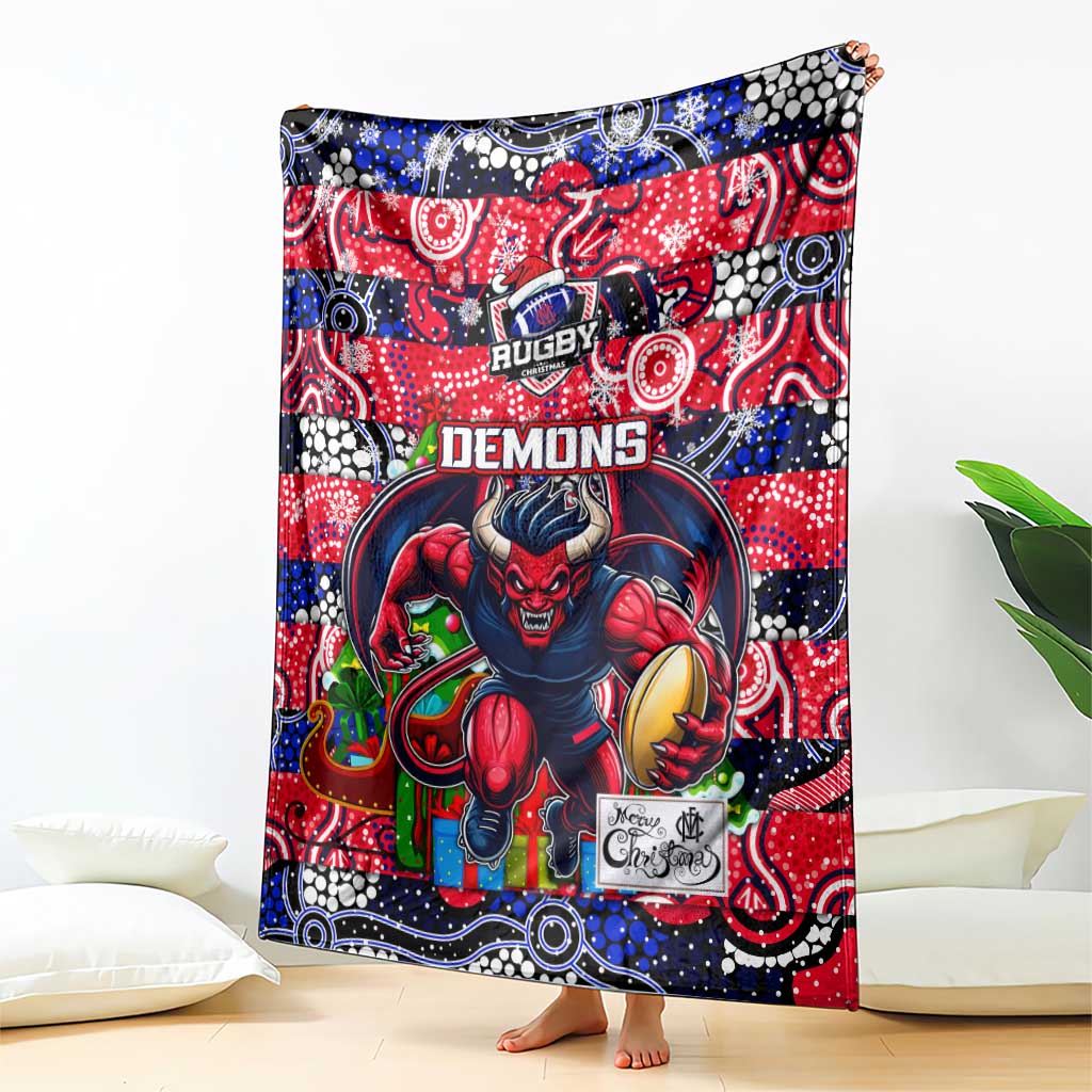 Demons Football Merry Christmas Blanket Indigenous Australian Art