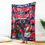 Demons Football Merry Christmas Blanket Indigenous Australian Art