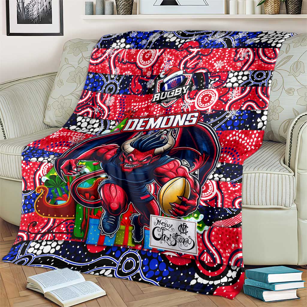 Demons Football Merry Christmas Blanket Indigenous Australian Art