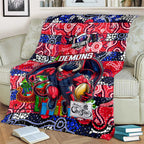 Demons Football Merry Christmas Blanket Indigenous Australian Art