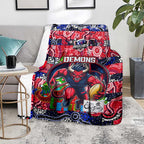 Demons Football Merry Christmas Blanket Indigenous Australian Art