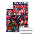 Demons Football Merry Christmas Blanket Indigenous Australian Art