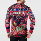 Custom Demons Rugby Merry Christmas Button Sweatshirt Indigenous Australian Art