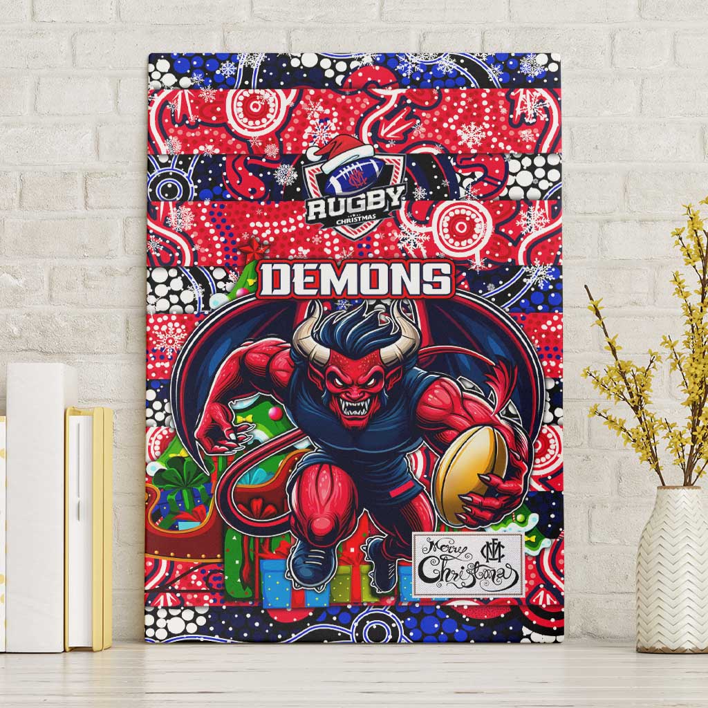 Demons Football Merry Christmas Canvas Wall Art Indigenous Australian Art
