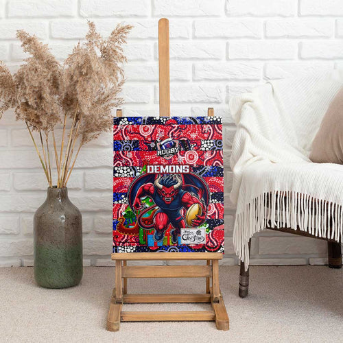 Demons Football Merry Christmas Canvas Wall Art Indigenous Australian Art