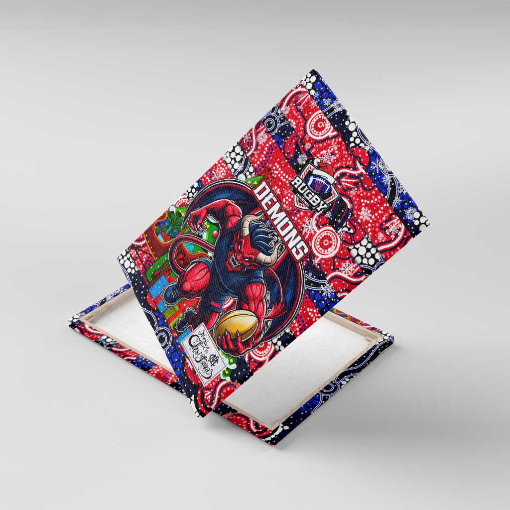 Demons Football Merry Christmas Canvas Wall Art Indigenous Australian Art