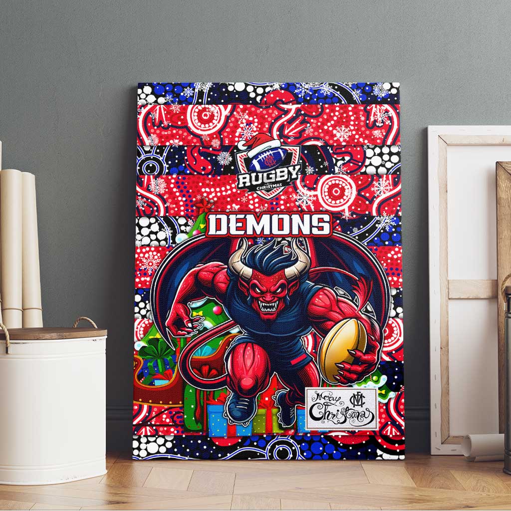 Demons Football Merry Christmas Canvas Wall Art Indigenous Australian Art