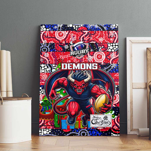 Demons Football Merry Christmas Canvas Wall Art Indigenous Australian Art