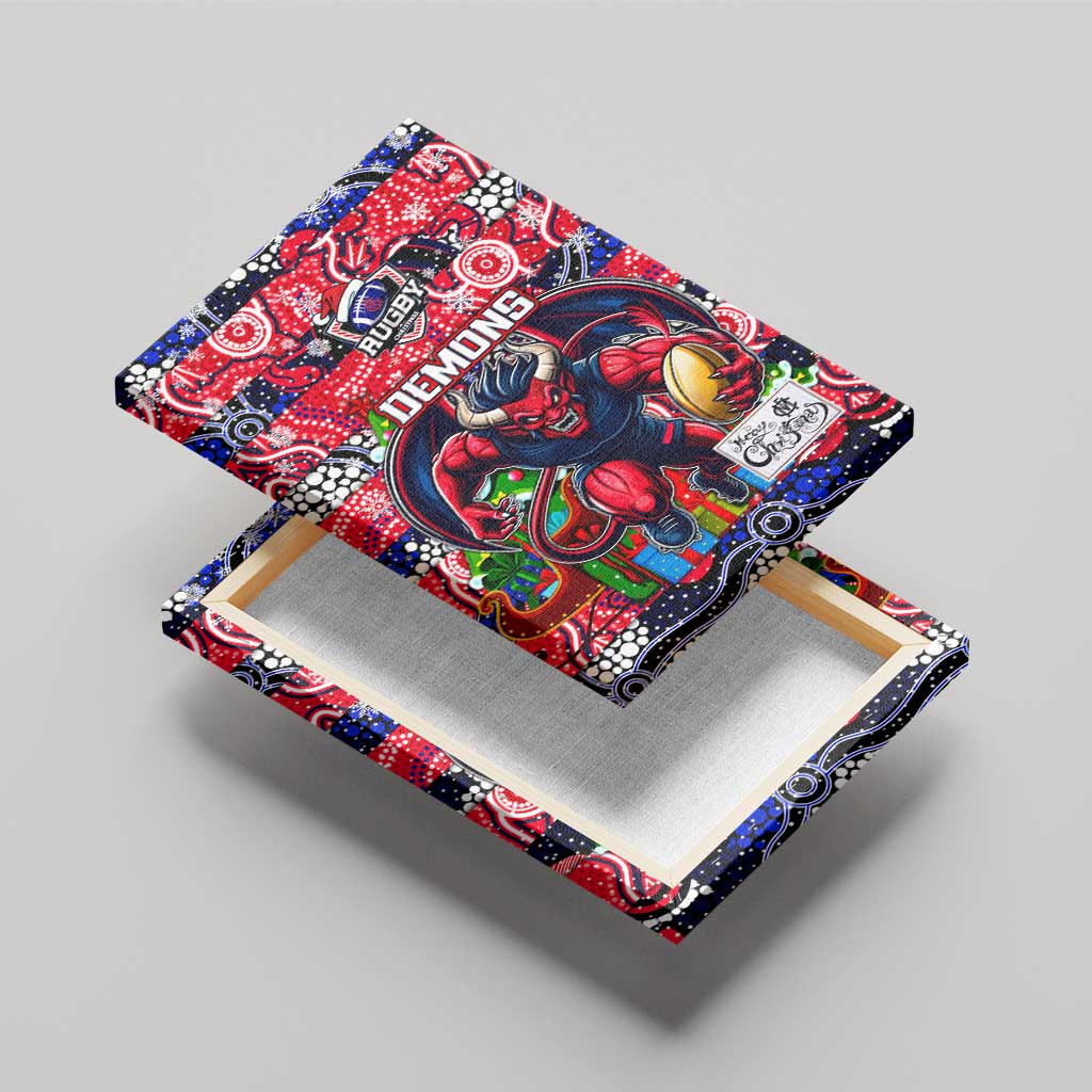 Demons Football Merry Christmas Canvas Wall Art Indigenous Australian Art