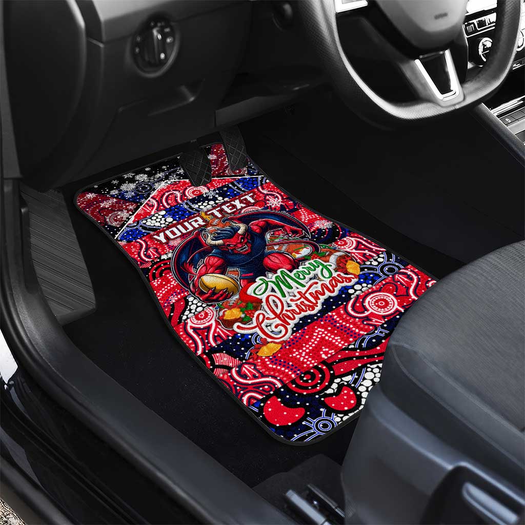 Demons Football Merry Christmas Car Mats Indigenous Australian Art