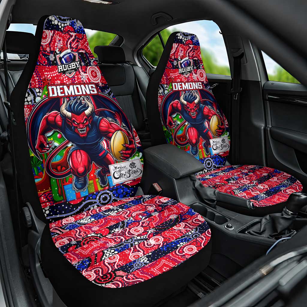 Demons Football Merry Christmas Car Seat Cover Indigenous Australian Art