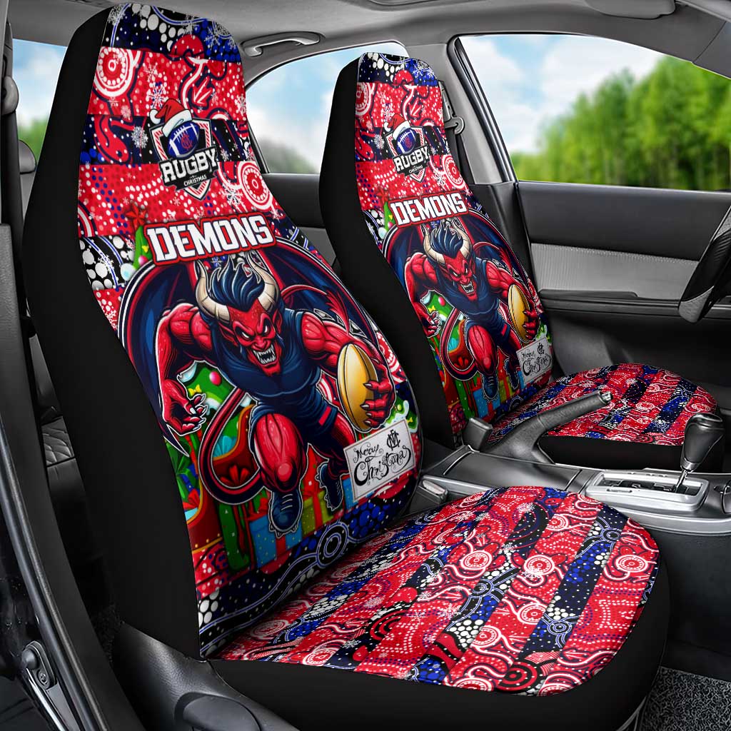 Demons Football Merry Christmas Car Seat Cover Indigenous Australian Art