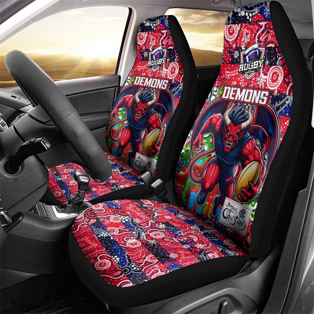 Demons Football Merry Christmas Car Seat Cover Indigenous Australian Art