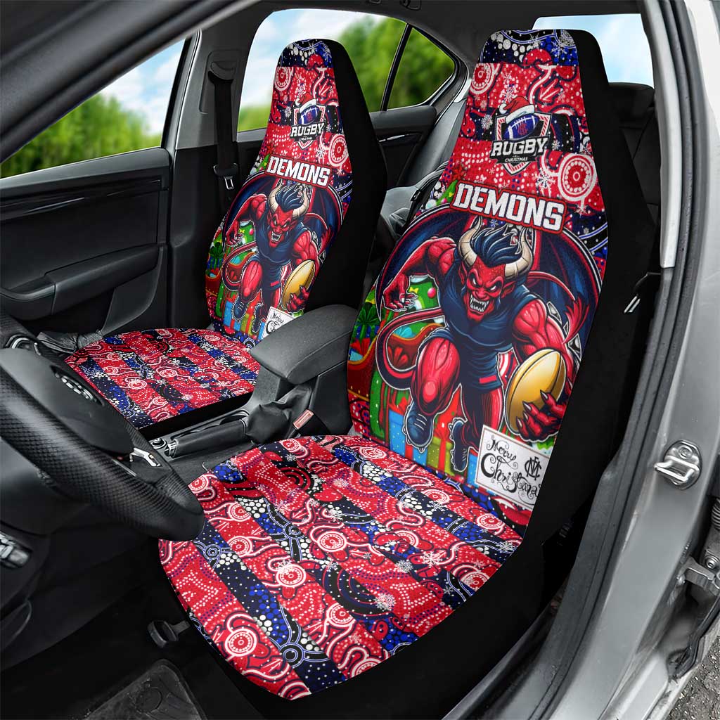 Demons Football Merry Christmas Car Seat Cover Indigenous Australian Art
