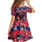 Custom Demons Rugby Merry Christmas Family Matching Long Sleeve Bodycon Dress and Hawaiian Shirt Indigenous Australian Art