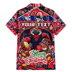 Custom Demons Rugby Merry Christmas Family Matching Mermaid Dress and Hawaiian Shirt Indigenous Australian Art