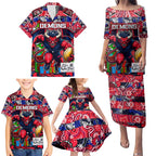 Custom Demons Rugby Merry Christmas Family Matching Puletasi and Hawaiian Shirt Indigenous Australian Art