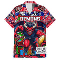Custom Demons Rugby Merry Christmas Family Matching Puletasi and Hawaiian Shirt Indigenous Australian Art