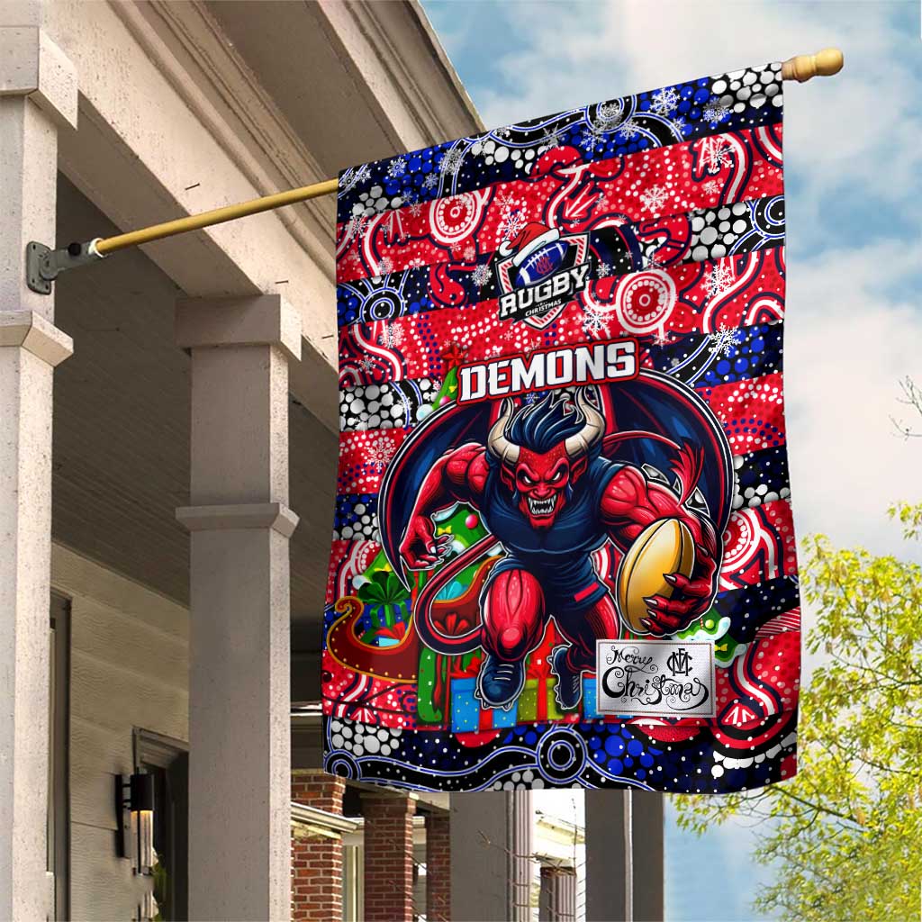 Demons Football Merry Christmas Garden Flag Indigenous Australian Art