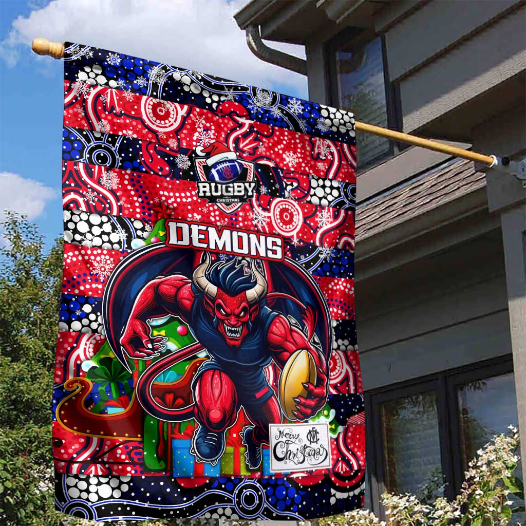 Demons Football Merry Christmas Garden Flag Indigenous Australian Art