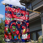 Demons Football Merry Christmas Garden Flag Indigenous Australian Art