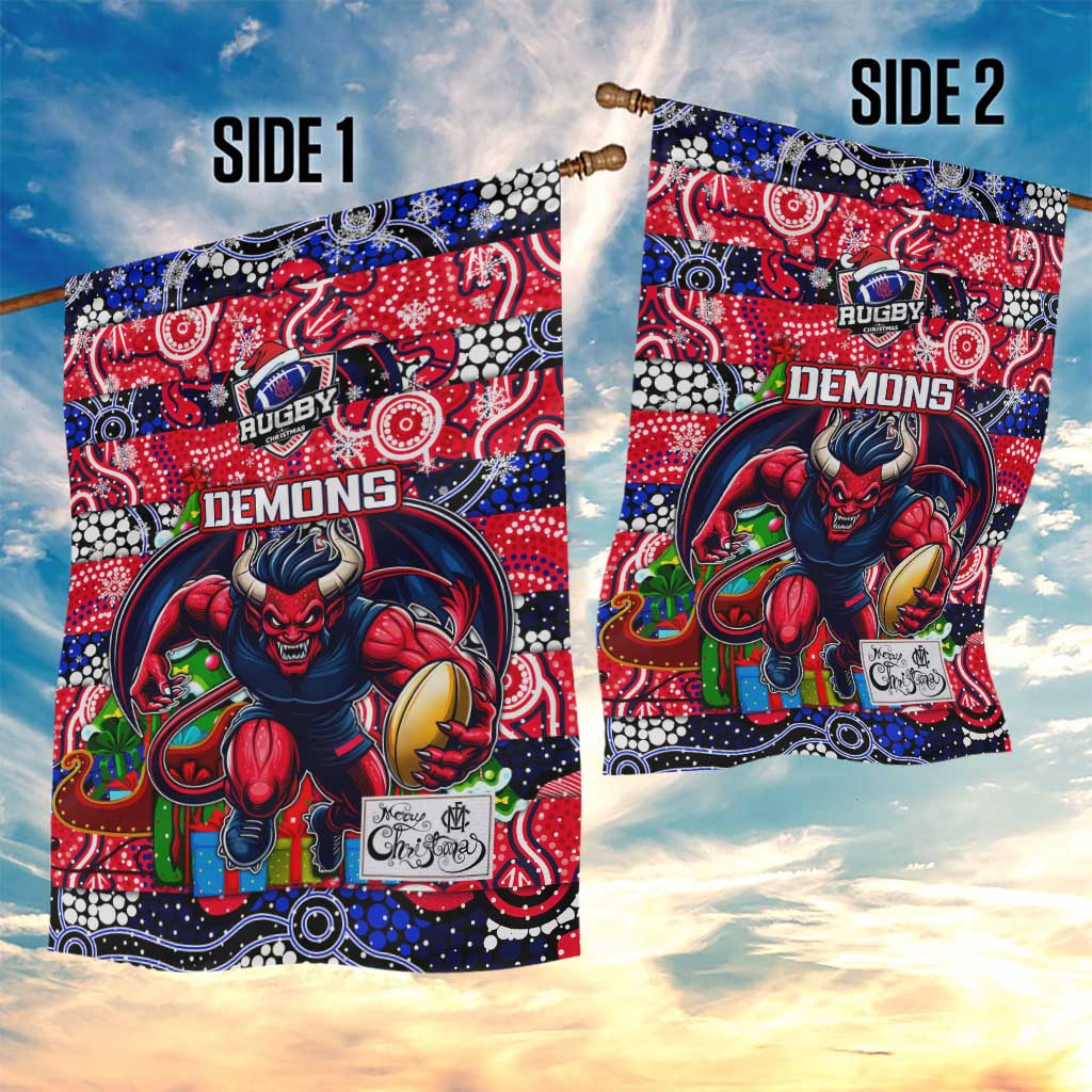 Demons Football Merry Christmas Garden Flag Indigenous Australian Art