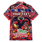 Custom Demons Rugby Merry Christmas Hawaiian Shirt Indigenous Australian Art